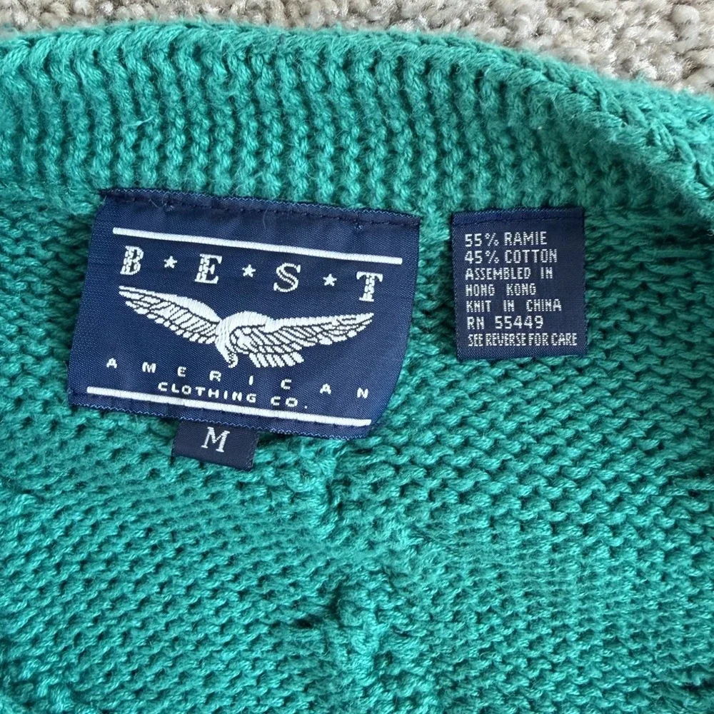 Best Sweater Womens M Teal Long Sleeve Ramie sleeves